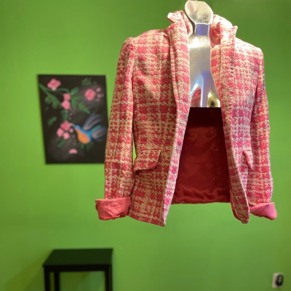 Ann Taylor Pink & White Plaid Jacket - Picture 1 of 9